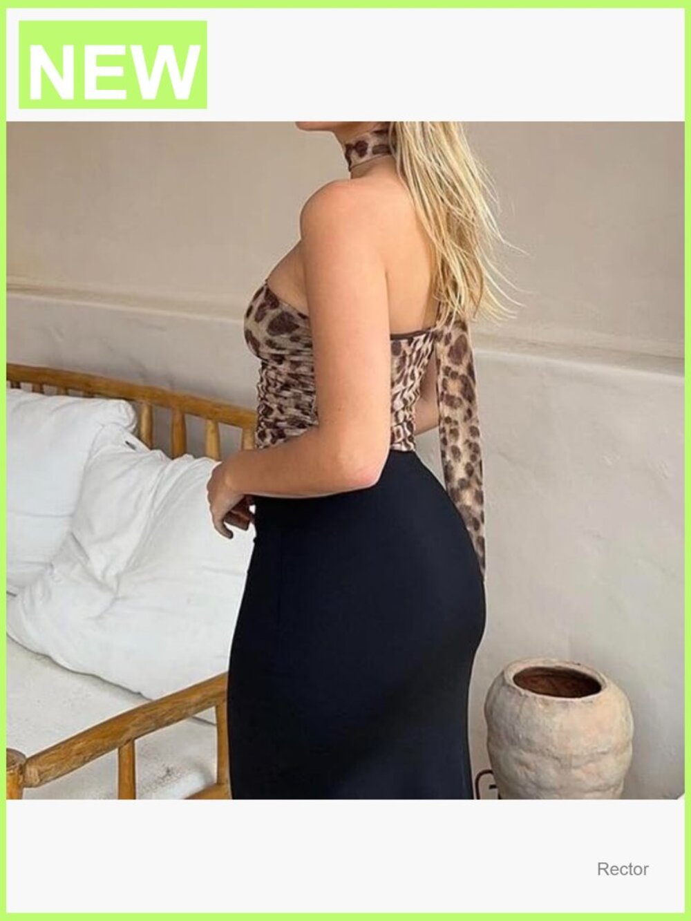 Leopard Print Tube Top Ruched Strapless Mesh Halter Crop Top Party - Picture 4 of 7